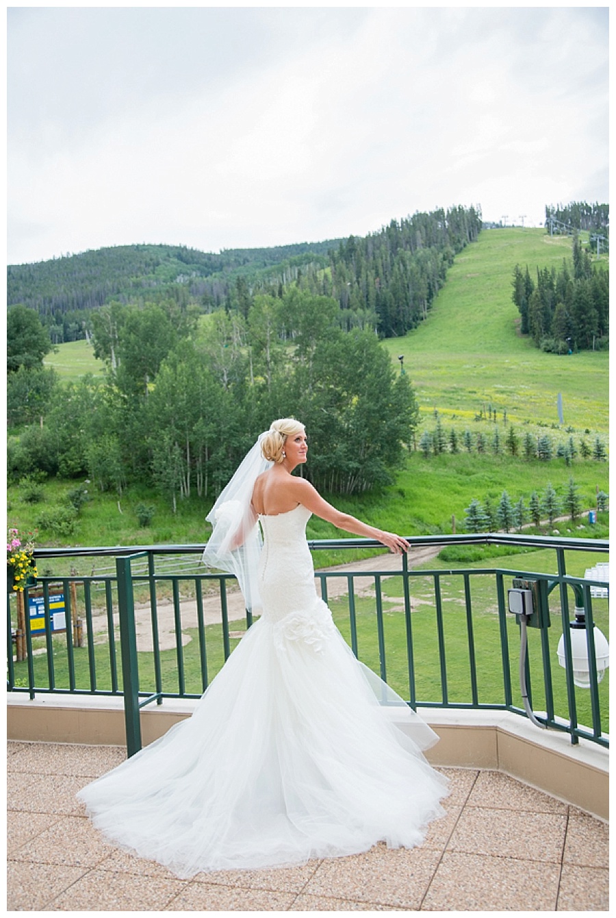 17 Bride on Park Hyatt deck in Beaver Creek