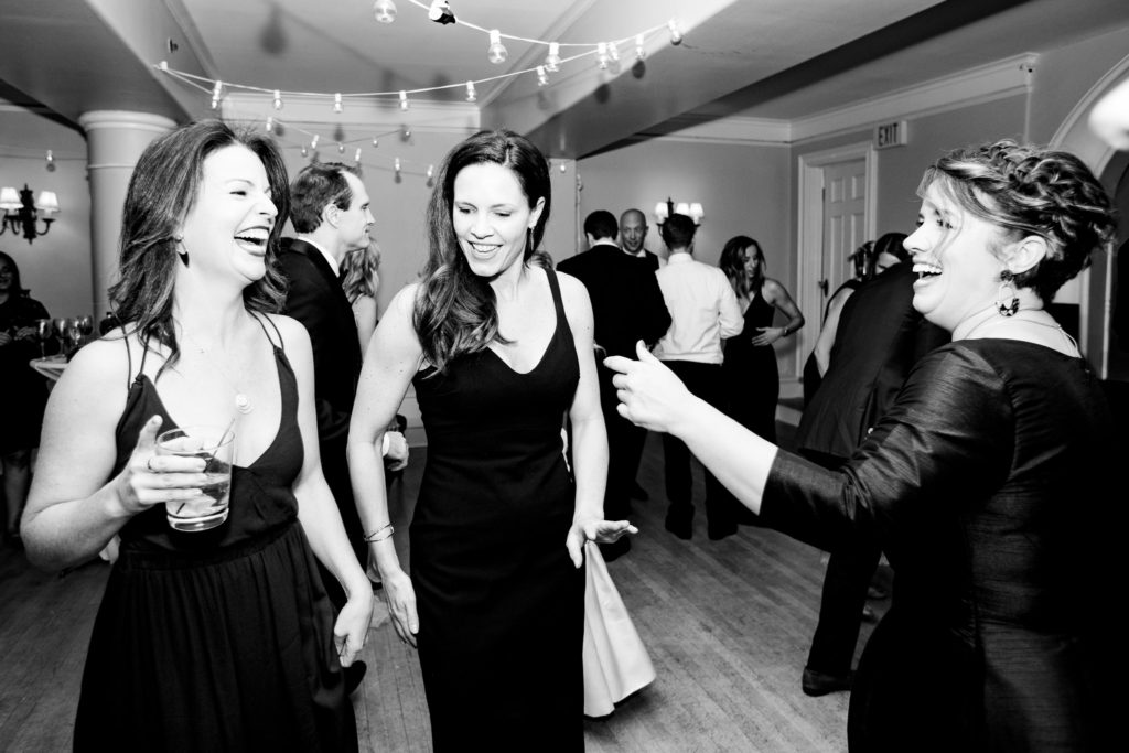 Wedding guests partying