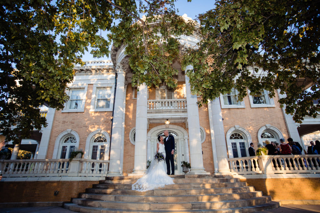 Bride and groom at Grant Humphreys mansion