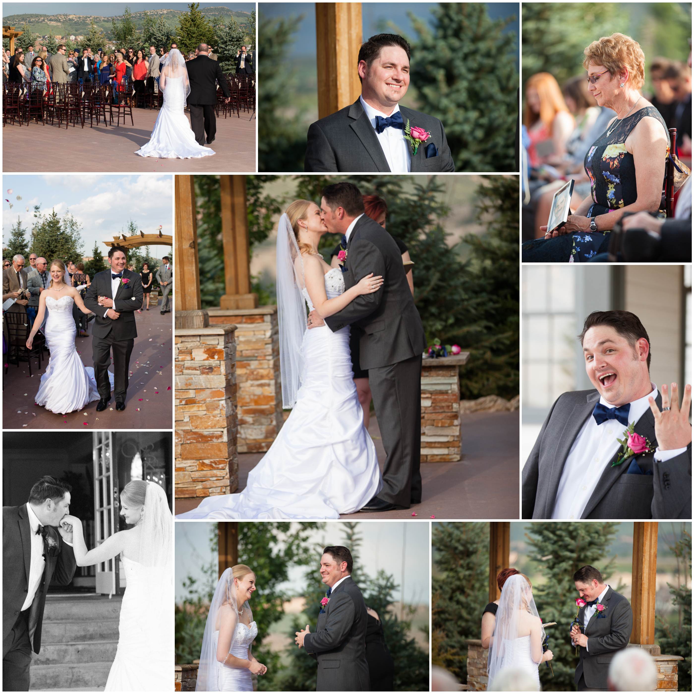 Chanel and Jason ceremony collage at willow ridge manor