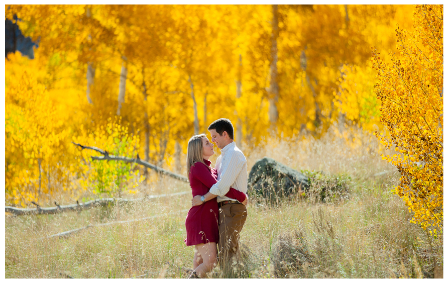 Perfect fall color for engagement photos. yellow aspens