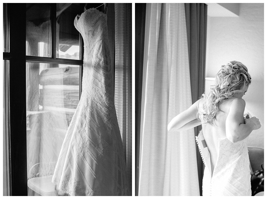 Bride getting dress at The Ritz