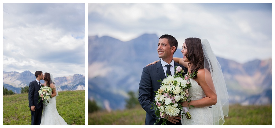 Bride and Groom on top of mountain in Telluride