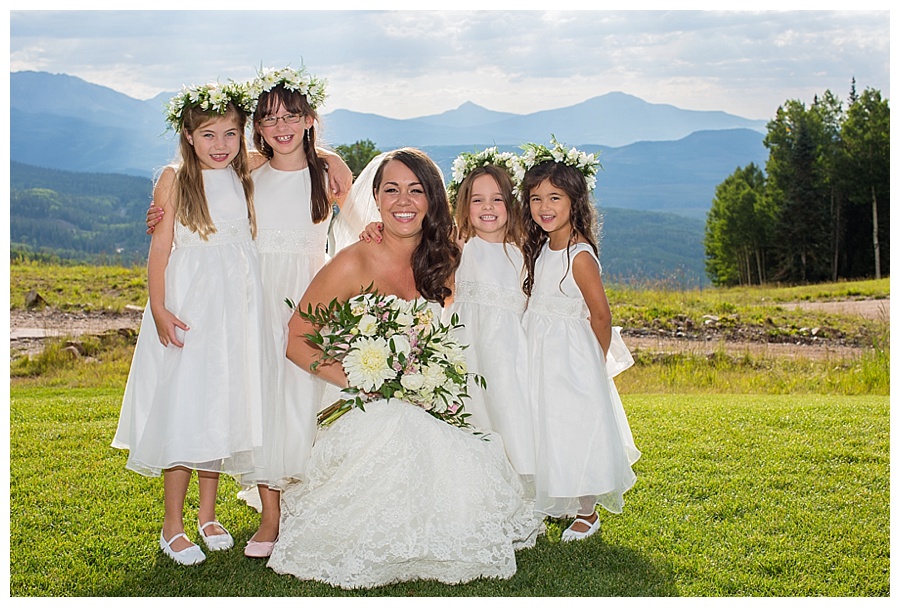 Bride with flower girls in Telluride