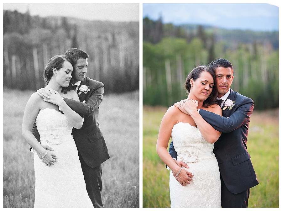 Rainy Romantic Telluride wedding Soft romantic mountain photos of bride and groom