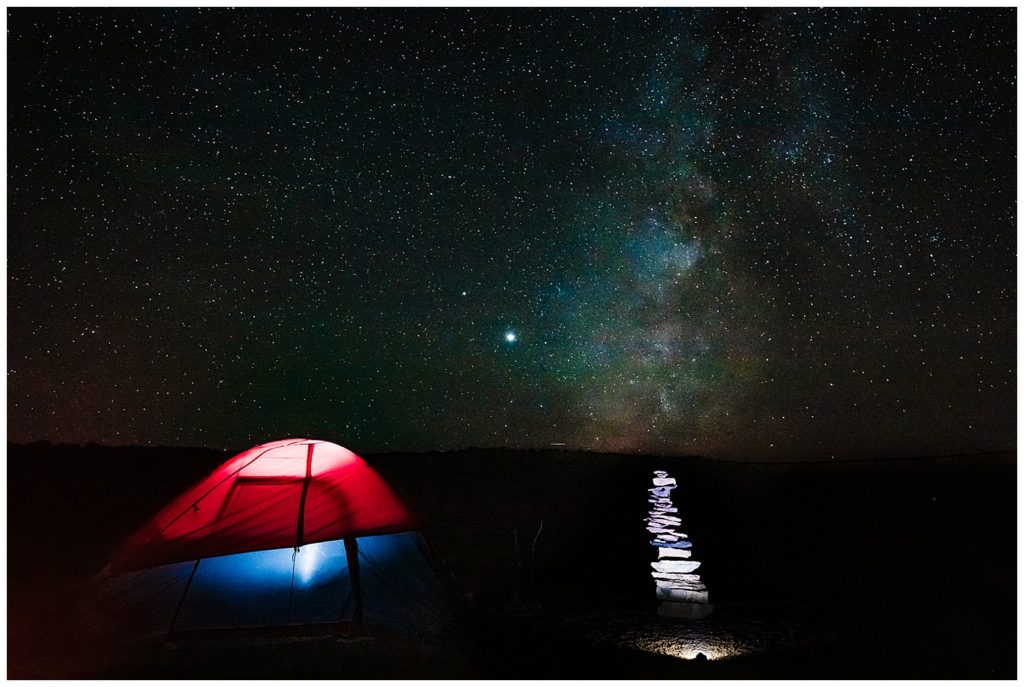 Astro photography at canyon camping site

