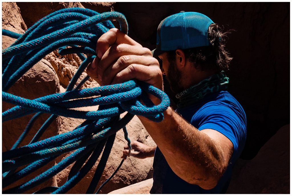 Coiling the rope, canyoneering photos.
